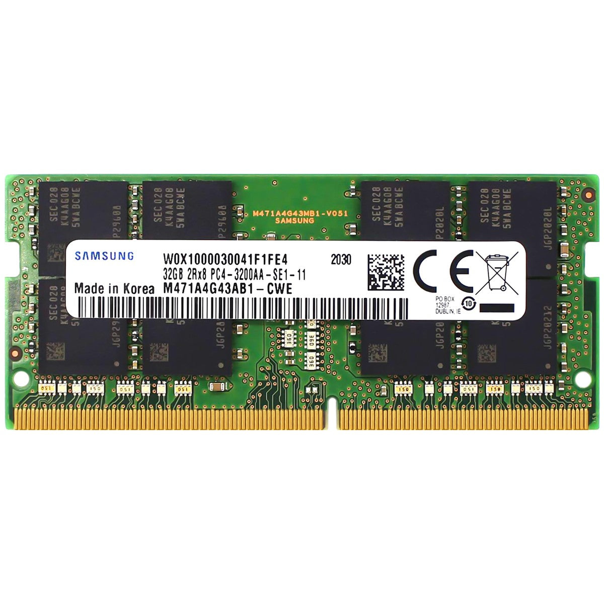 SAMSUNG 32 Go DDR4 SO-DIMM | 3200 MHz | 260 broches | 2Rx8 | 1 an de garantie